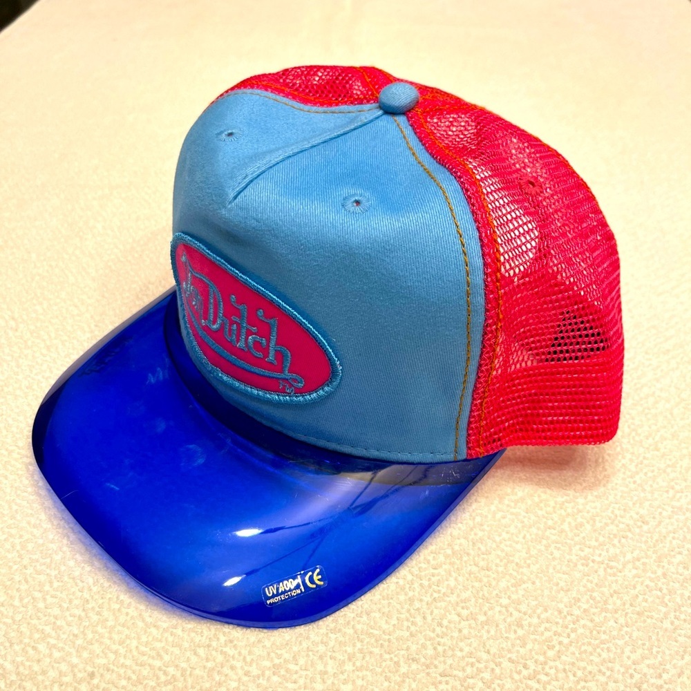 VON DUTCH UV 400 MAGIC VISOR HAT Blue Pink Canvas  & Pink VISOR Vintage Rare